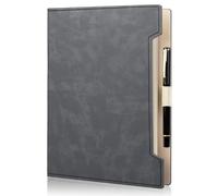 Fosdaling - Quaderno ad anelli DIN A5 in pelle PU, taccuino riempibile con 6 anelli e una penna, adatto come planner, cartella, binder, organizer per il lavoro, 100 Gsm (Grigio ardesia)