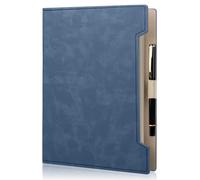 Fosdaling Taccuino ad anelli DIN A5, in pelle PU, ricaricabile, con 6 anelli e una penna, adatto come agenda, raccoglitore, raccoglitore, organizer per lavoro, 100 Gsm (Blu)