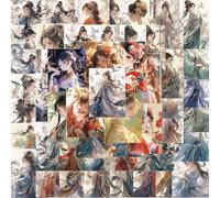 FOSDICK 100Pcs Ragazza Orientale Stickers Aesthetic, Stile Antico Adesivi Scrapbooking, Personaggio dei Cartoni Animati Sticker Vintage, Adesivi Bambini per DIY Decorare Book Tazza Valigia Computer