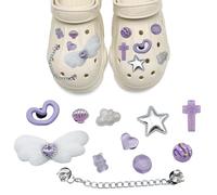 FOSDICK 11 Pcs Viola Ciondoli per Scarpe, Carino Accessori per Crocs, Shoe Charm Fai-da-te, Accessori per Scarpe per Bambini, Adulti, Ciondoli Decorativi per Scarpe, Regali, Compleanni, Feste