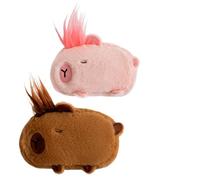 FOSDICK 2 Pezzi Astuccio Capibara Peluche Astucci Kawaii Astuccio Scuola Carino Capybara Pencil Case in Peluche Kit Capibara Cancelleria con Post It et Clips per Bambini Studenti Adulti Scuola Ufficio
