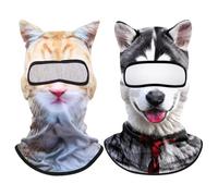 FOSDICK 2PCS Passamontagna Sci Gatto Cane con Orecchie,3D Animale Balaclava | Divertente Sottocasco Sci, Ski Mask, Traspiranti Poliestere, per Moto Festival Musicali Rave Halloween e Attività All'Aperto