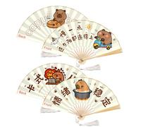 FOSDICK 2Pezzi Capibara Ventaglio Pieghevole, Bambù Ventaglio da Borsetta, Ventagli Pieghevoli, Cartone Animato Capibara Ventagli, per Performance Danza Fotografia Parete Decorazioni Matrimonio Regalo