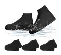 FOSDICK 3 Paia Copriscarpe Impermeabili, Copri Scarpe per Pioggia, Copriscarpe Monouso/Riutilizzabili, Copriscarpe Antipioggia in Lattice Unisex Proteggi Scarpe per Pioggia, Neve, Strade Fangose, Nero