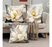 FOSDICK 3 Pezzi Copricuscini Divano 45x45 Fodere Cuscini, Fodere per Cuscini Floreale Pittura Federe 45x45cm Federe Cuscino Divano, Fodera Cuscino Decorazioni Per La Casa, Bianco