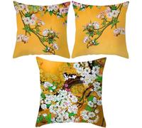 FOSDICK 3 Pezzi Copricuscini Divano 45x45 Fodere Cuscini, Fodere per Cuscini Floreale Pittura Federe 45x45cm Federe Cuscino Divano, Fodera Cuscino Decorazioni Per La Casa, Giallo