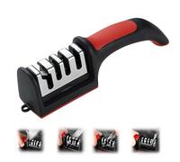 FOSDICK Affilacoltelli Professionale, Affila Coltelli Manuale a 4 Stadi, Pratico Affila Coltello, Durevole Affilatore per Coltelli, Knife Sharpener per Coltelli da Cucina, Coltelli da Frutta e Forbici