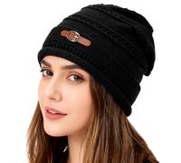 FOSDICK Berretto Donna Invernale, Cappelli Donna Invernali, Slouchy Berretta Donnas Morbido Morbido Caldo, per Lo Shopping, Sport, Sci, Corsa, Ciclism (Nero)