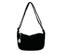 FOSDICK Borsa Mezzaluna Donna Tracolla, Borsa Tracolla Donna con Tracolla Regolabile, Moon Bag in Velluto a Coste, Nero Borsa A Spalla Donna, Crossbody Bag per Lavoro, Casual, Viaggi e Vita Quotidiana