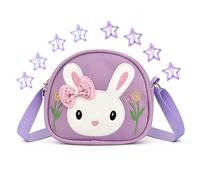 FOSDICK Borsetta Bambina Coniglio, Borsa Bambina Tracolla Regolabile, Carino Coniglio Borsetta Ragazza, Borse Ragazza con Occhiali da Sole a Forma di Cuore & 8 Fermagli per Capelli, Regalo bambina