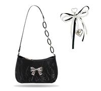 FOSDICK Borsetta Ragazza, Borsa Ragazza Elegante Nero, PU Borsas Sotto Ascella Classica, Y2K Farfalla Bag, Borsa a Tracolla da Donna Mezza Luna per Shopping Viaggio Festa Lavoro