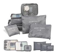 FOSDICK Organizer Valigia, 6 Pezzi Packing Cubes, Portatile Travel Organizer Viaggio, Pieghevole Set Organizer per Valigia, Sacchetti Vestiti Viaggio Accessori Utili, Pochette Trucchi (Grigio)