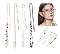 FOSDICK Set di 4 Catenella Occhiali Donna, 70 cm Catenella per Occhiali Alla Moda, Antiscivolo e Elegante Catena Occhiali Donna e Uomo per La Vita Quotidiana e L'ufficio (Nero, Argento, Oro, Oro Rosa)