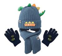 FOSDICK Set Guanti Cappello e Scaldacollo Bambino, Set Cappello Sciarpa e Guanti Bambino, Invernali Berretto Scalda Collo guanti Termici Cappellino in Maglia Scaldacollo Gloves Winter per 5-12 Anni