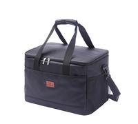 FOSER Borsa termica da 35 l, pieghevole, con tracolla, borsa per il pranzo, borsa per il pranzo, borsa per il campeggio, borsa per la spesa, per la spesa, per esterni, ufficio, (nero, 35 L)