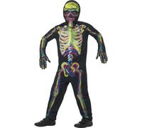 Fosforescente Scheletro Costume Halloween Ragazzi Costume per Bambini 4-12 Anno