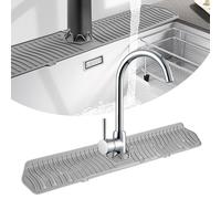 FOSFUKEER Paraspruzzi per lavello da Cucina, Tappetino per Rubinetto, Tappetino di Scarico in Silicone Lungo 61 cm, Tappetino per Asciugatura Multiuso, Protezione per Piano di Lavoro (Grigio)