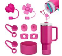 FOSFUKEER Set di accessori Stanley Cup, include 6 tappi in silicone a prova di perdite, 2 cannucce, 1 custodia in silicone per Stanley Cup 1,2 l e 850 ml, tazze non incluse (fucsia)