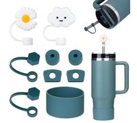 FOSFUKEER Stanley Cup, set di accessori contiene 6 tappi in silicone a prova di perdite, 2 coperchi in paglia, 1 custodia in silicone per Stanley Cup da 1,2 l e 850 ml, coppe non incluse (Blue Spruce)
