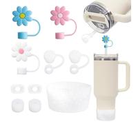 FOSFUKEER Stanley - Set di accessori per tazze con 6 tappi in silicone a prova di perdite, 3 x 10 mm, 1 manicotto in silicone scintillante per Stanley Cup Stanley da 1,2 l e 850 ml, FS-S-01