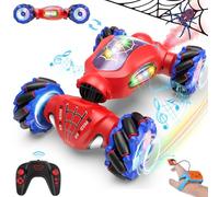 Fosgoit Macchina Telecomandata per Bambini Regalo per 6-12 anni Bambine Bambino Giochi Giocattolo Spider 6 7 8 9 10 11 12 Anni 4WD Auto Telecomandata con Mano e Luce e Spray (Rosso Blu)