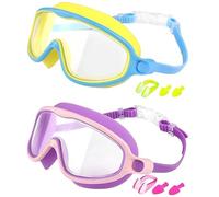 FOSHANEER Swimbi Splsh Vision Occhialini da nuoto, 2 pezzi, anti-appannamento, UV, senza perdite, maschera da nuoto trasparente 180 per bambini 3-14 (e)