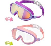 FOSHANEER Swimbi Splsh Vision Occhialini da nuoto, confezione da 2, anti-appannamento, UV, senza perdite, maschera da nuoto trasparente 180 per bambini dai 3 ai 14 anni (i)