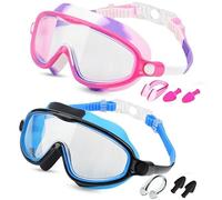 FOSHANEER Swimbi Splsh Vision Occhialini da nuoto, confezione da 2, anti-appannamento, UV, senza perdite, maschera da nuoto trasparente 180 per bambini 3-14 (f)