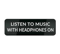 FOSHIN Cartello autoadesivo per porta o parete, con scritta "Listen to Music With Headphones On", 25,4 x 7,6 cm, in acrilico di alta qualità
