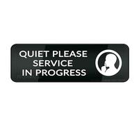 FOSHIN Cartello autoadesivo per porta o porta, con scritta "Quiet Please Service In Progress", 25,4 x 7,6 cm, in acrilico di alta qualità