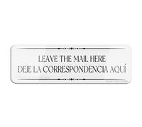 FOSHIN Cartello bilingue da parete o porta con scritta "Leave The Mail Here-Deje La Correspondencia Aquí", 25,4 x 7,6 cm, con simboli, autoadesivo, per ristoranti, saloni, hotel, motel, resti, servizi