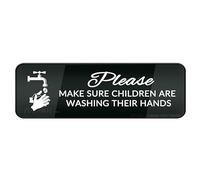 FOSHIN Cartello con scritta "Please Make Sure Children Are Washing Their Hands", 25,4 x 7,6 cm, con simboli, autoadesivo, per ristoranti, saloni, hotel, motel, resti, bagni pubblici, acrilico1