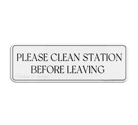 FOSHIN Cartello da parete o porta con scritta "Please Clean Station Before Leaving" 25,4 x 7,6 cm, autoadesivo, per ufficio/lavoro, facile da applicare, acrilico 5