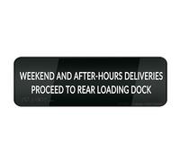 FOSHIN Cartello da parete o porta con scritta "Weekend And After-Hours Delivereries Proceed to Rear Loading Dock", 25,4 cm x 7,6 cm, in acrilico, autoadesivo, design moderno, facile da installare