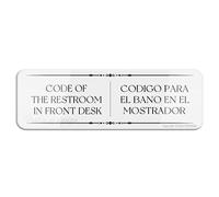 FOSHIN Code Of The Restroom In Front Desk Codigo Para El Baño En El Mostrador Bilingue Business Wall or Door Sign Decorazione per interni ed esterni Insegne per casa ufficio lavoro 25,4 cm x 7,6 cm