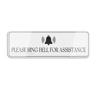 FOSHIN Please Ring Bell For Assistance - Segnale per porta o parete, lunga durata, con nastro biadesivo, 25,4 x 7,6 cm, acrilico 4
