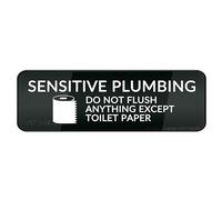 FOSHIN Sensitive Plumbing Do Not Flush Anything Except Carta igienica da parete o porta cartello 25,4 x 7,6 cm, autoadesivo, uso per ufficio/lavoro, facile da applicare, acrilico 6