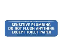 FOSHIN Sensitive Plumbing Do Not Flush Anything Except - Cartello in carta igienica, angoli arrotondati, lunga durata, con nastro biadesivo sul retro, 25,4 x 7,6 cm, acrilico 3