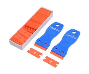 FOSHIO 2 PCS Raschietti in plastica con 100 Lame in raschietto inplastica, Raschietto plasticadura, Rimozione Adesivo inplastica