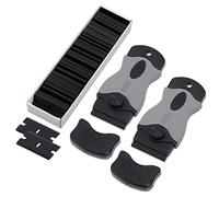 FOSHIO 2 raschietti in plastica con 100 lame in raschietto in plastica, raschietti plastica per adesivi in vinile, rimozione di vetro e solvente per etichette, colore nero