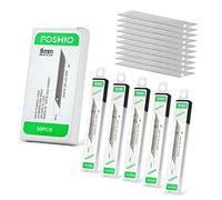 FOSHIO 50 Pezzi 9 millimetri Coltello a 30 gradi in acciaio al carbonio Cutter Professionale Lame installazione a mano e accessori per ufficio - universale Art Knife Lame