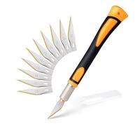 FOSHIO Bisturi con 10 lame rivestite in titanio Cutter di Precisione Coltello Professional Cutter Set coltelli e cappuccio protettivo, bisturi chirurgici, coltello da taglio (giallo)