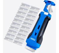 FOSHIO Raschietto per piastra in vetroceramica a induzione professionale, con 20 lame e contenitore per lame, raschietti in plastica, raschietto per la pulizia, ideale per la pulizia