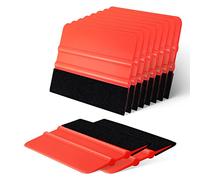 FOSHIO Set di 10 raschietti in feltro con bordo in feltro, per l'incollaggio di pellicole da parete, per finestre, raschietto per auto, colore rosso, 10 x 7,5 cm