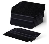 FOSHIO Set di 10 raschietti in feltro con bordo in feltro, Spatola per l'incollaggio di pellicole da parete, per finestre, raschietto per auto, colore nero, 10 x 7,5 cm