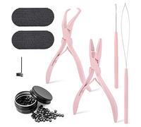 FOSHIO Set di 200 extension per capelli, con micro anelli, 2 pinze, 2 microanelli, 2 microanelli, 2 microanelli, 2 pezzi, per capelli, rosa