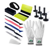 FOSHIO Set di attrezzi per auto in vinile per pellicola colorata, set di attrezzi per avvolgere, 6 pezzi, magneti e guanti in vinile, raschietto in feltro