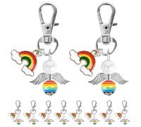 Foshird 10 portachiavi con angelo custode ciondolo arcobaleno portafortuna regalo di addio, regalo di compleanno per bambini, bomboniere, battesimo, matrimonio, inizio della scuola, LGBTQ
