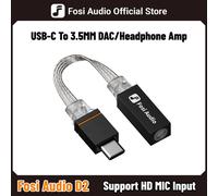 Fosi Audio D2 DAC USB e Amplificatore per Cuffie in Alluminio, Adattatore USB-C a 3.5mm con Supporto Ingresso MIC, Chip CX31993