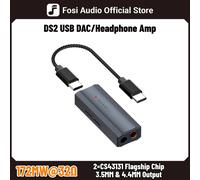 Fosi Audio DS2 Mini Audio USB DAC Dongle Amplificatore per cuffie Decodificatore DSD Amp Supporto 32 bit/384 kHz con bilanciato da 3,5 mm e 4,4 mm